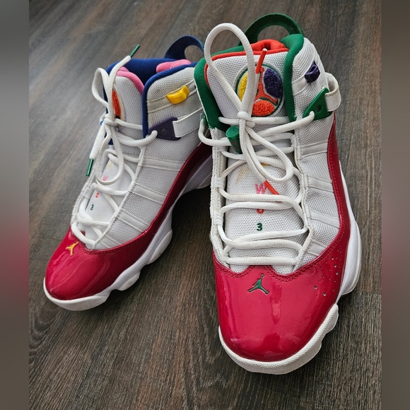 Jordan Athletic Shoes Red White with Multicolor Accents main image 8
